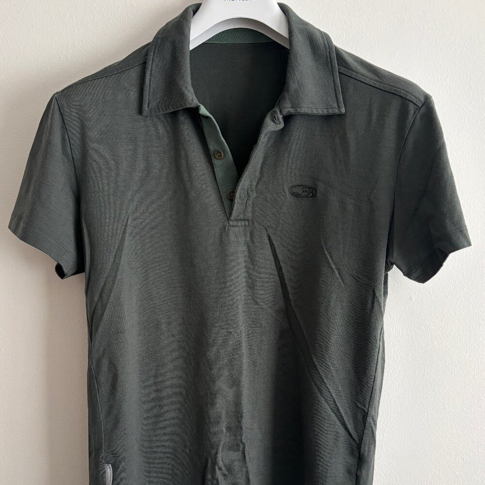 Icebreaker Green Merino Wool Polo Shirt - Medium